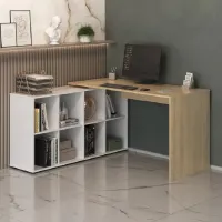 Escrivaninha 1400 Conjugada com Balcão com Nichos Nero