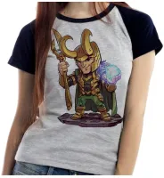 Baby look blusa feminina ou Camiseta Loki vilão vingadores e thor - Foto 4