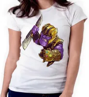 Baby look blusa feminina ou Camiseta Thanos vilão vingadores espada - Foto 3