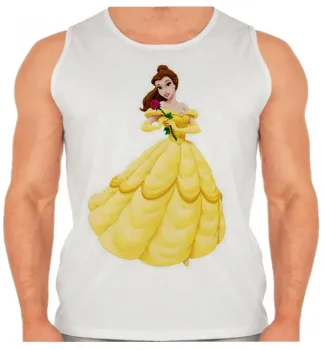 Camiseta Regata adulto ou infantil Bela ea fera princesa da Disney