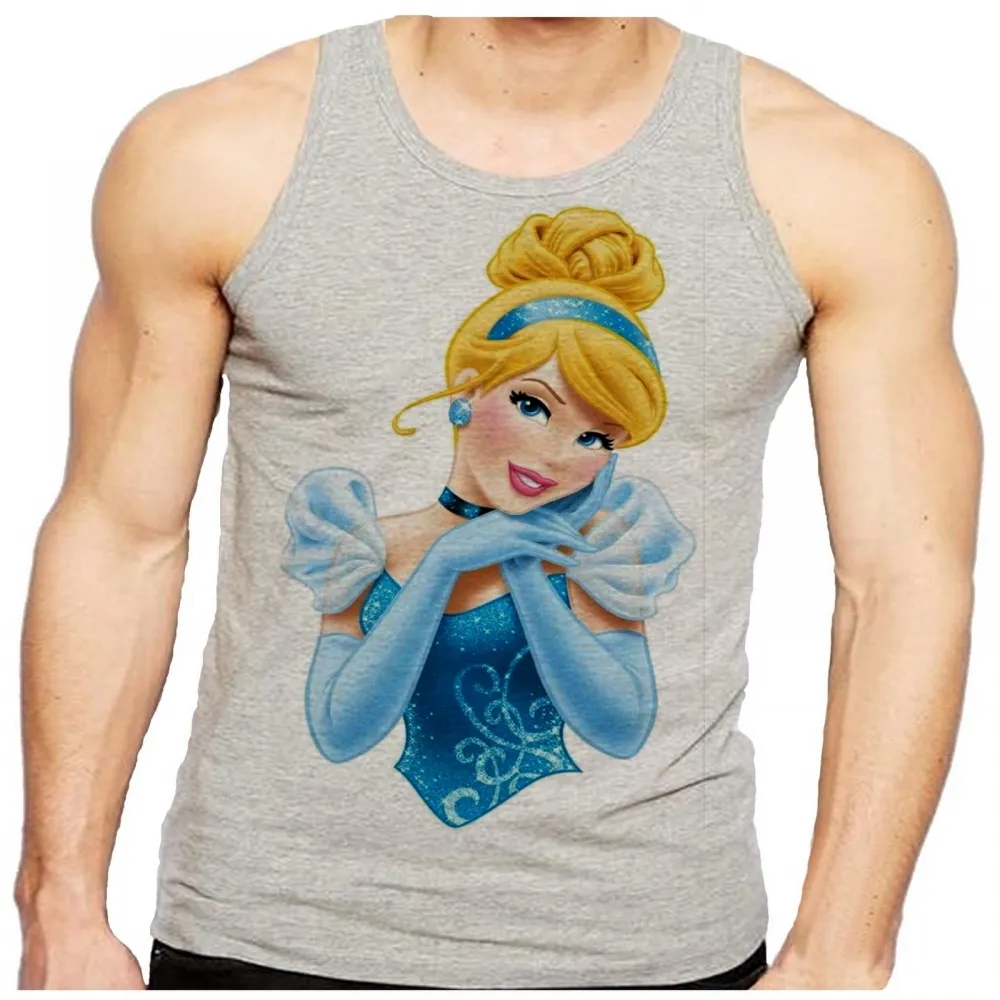 Camiseta Regata adulto ou infantil Cinderela princesa vestido azul Imagem