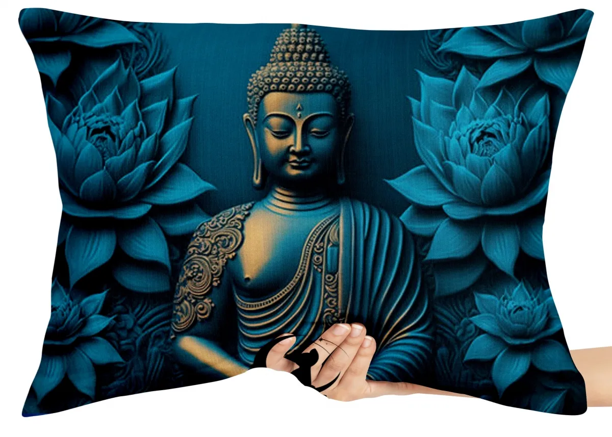 Almofada Gigante para sofá puff sala Buda Azul Sidarta Gautama Imagem