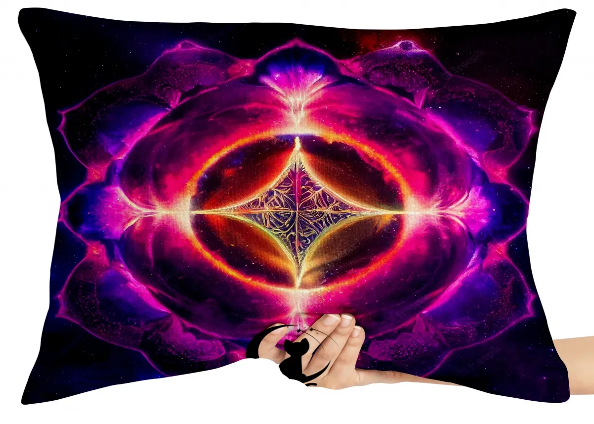 Almofada Gigante para sofá puff sala Geometria sagrada fogo roxo