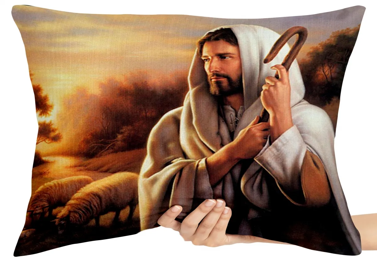 Almofada Gigante para sofá puff sala Jesus Cristo DEUS cajado Imagem