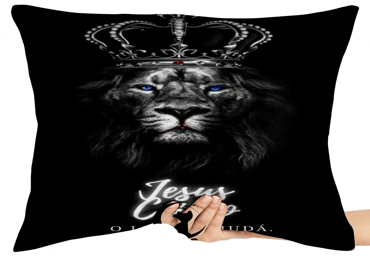 Almofada Gigante para sofá puff sala Jesus Cristo Leão de Judá Imagem