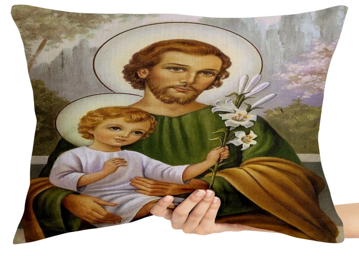 Almofada Gigante para sofá puff sala São José e Jesus Cristo Imagem