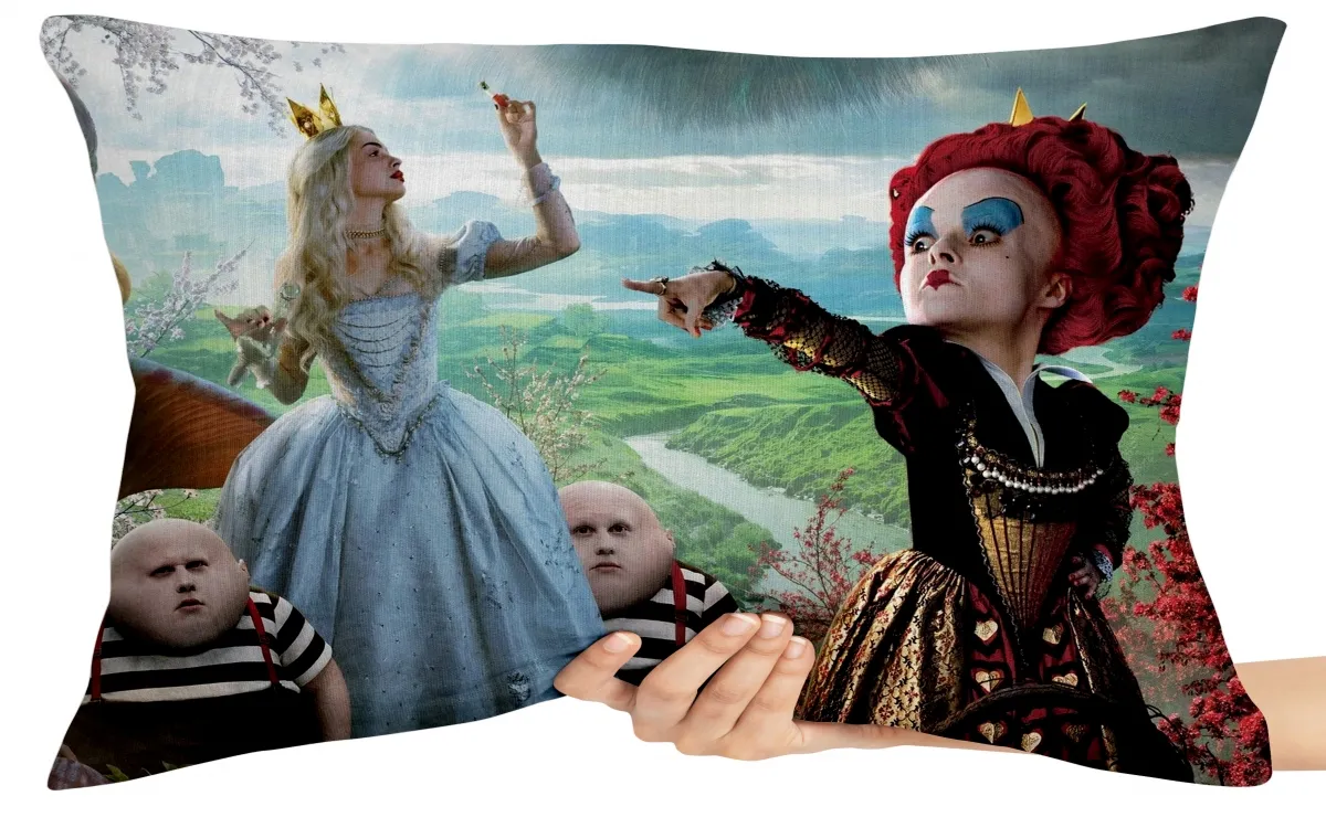 Almofada Gigante para sofá puff sala Alice no País das Maravilhas rainhas gêmeos Imagem