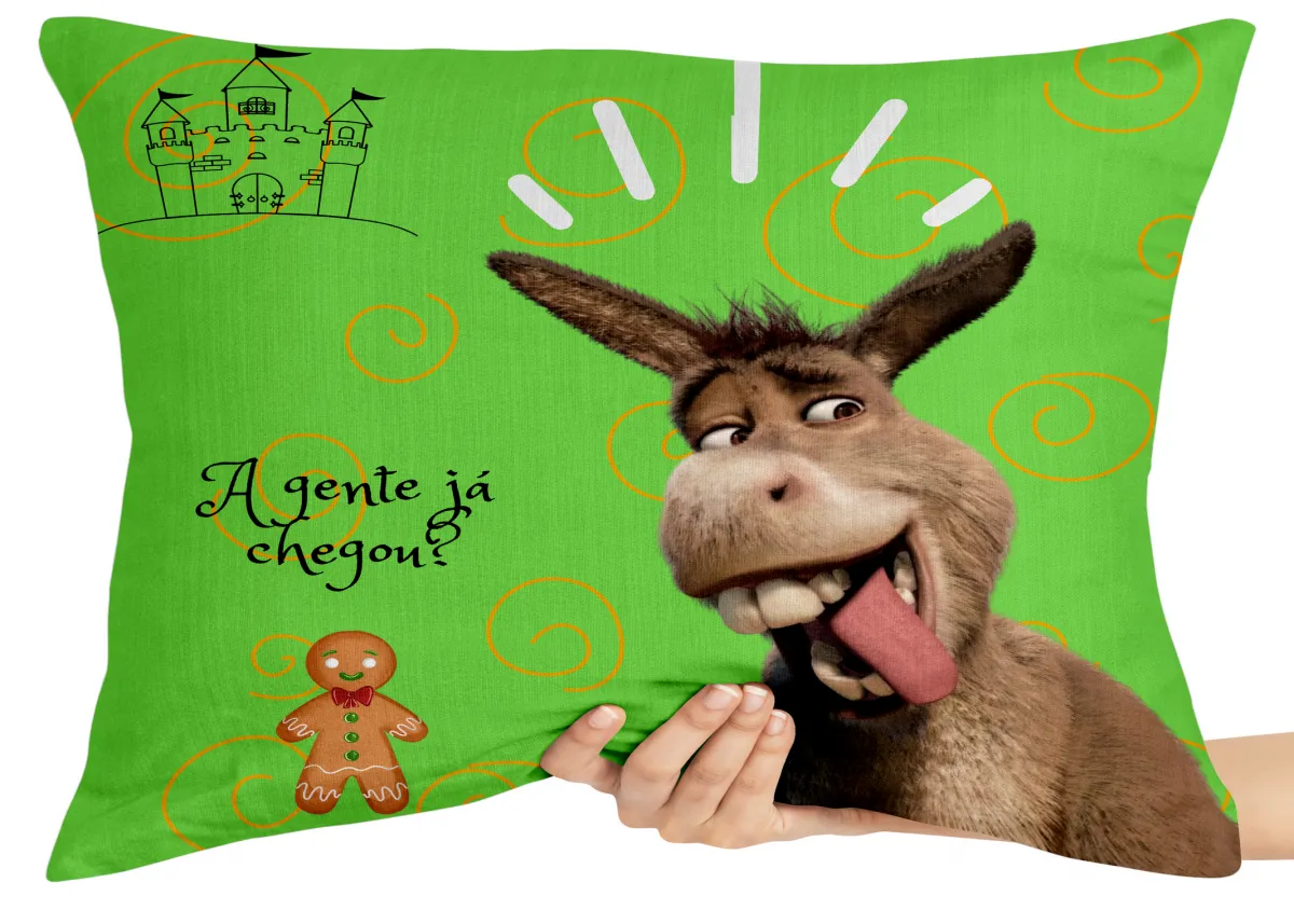 Almofada Gigante para sofá puff sala Burro Shrek biscoito desenho