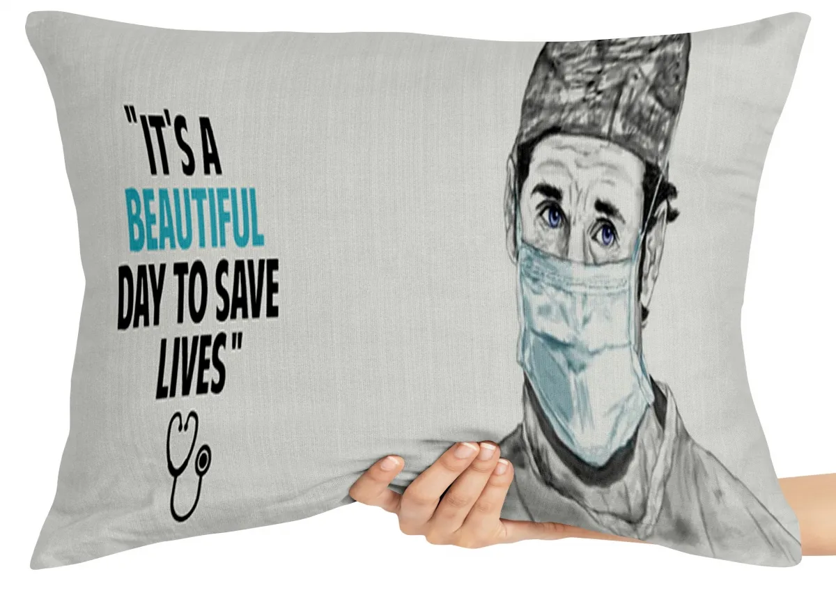 Almofada Gigante para sofá puff sala Greys Anatomy beautiful day save Imagem