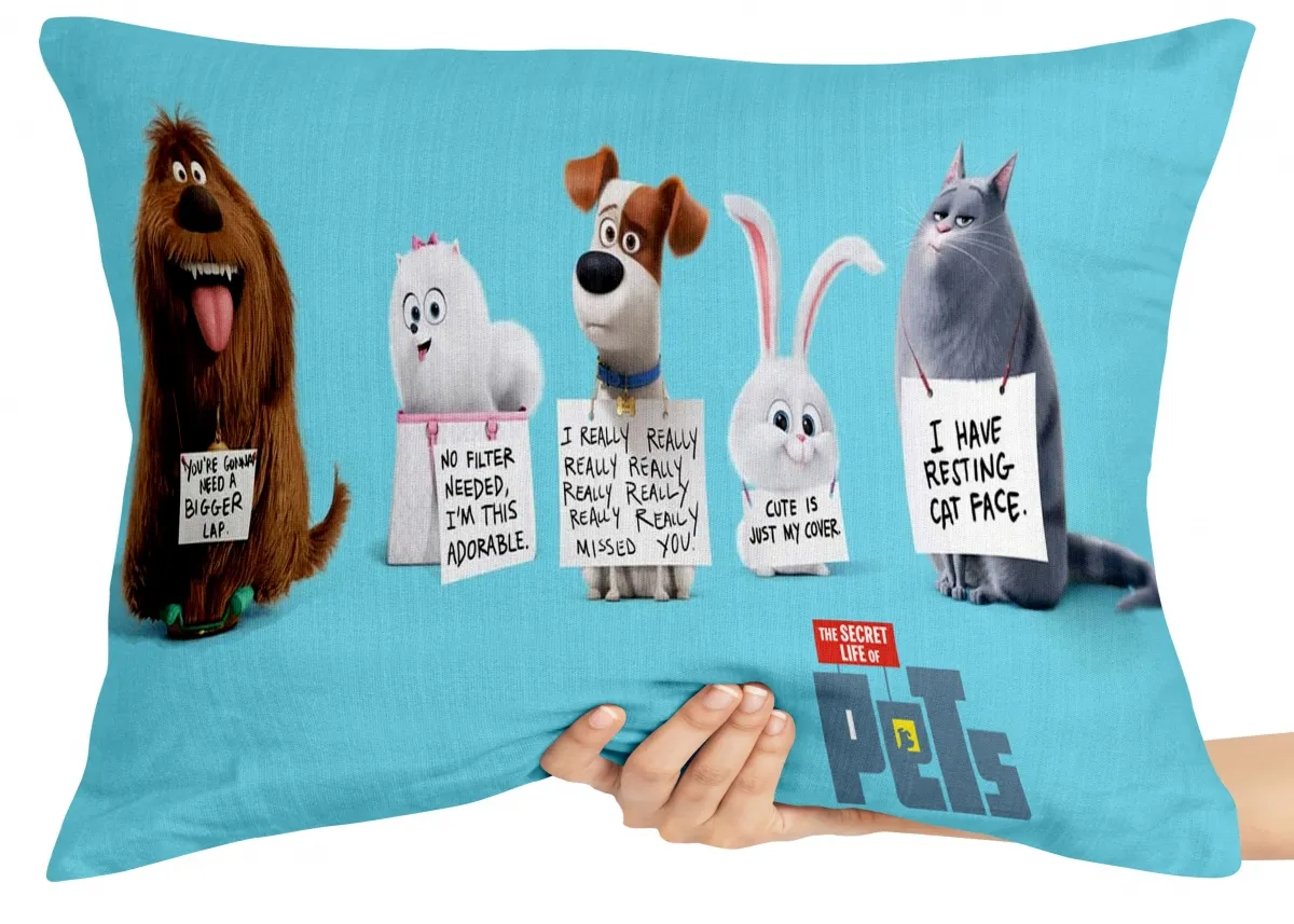 Almofada Gigante para sofá puff sala Pets movie cachorro gato azul Imagem