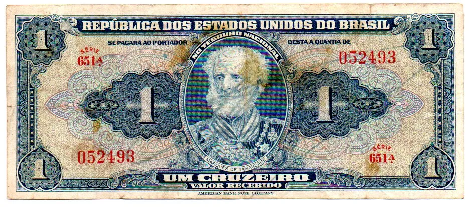 C009 - 1 Cruzeiro - 1° Estampa - Série 651 - Autografada / Assinada a Mão - Marquês de Tamandaré - Data: 1944 - BC