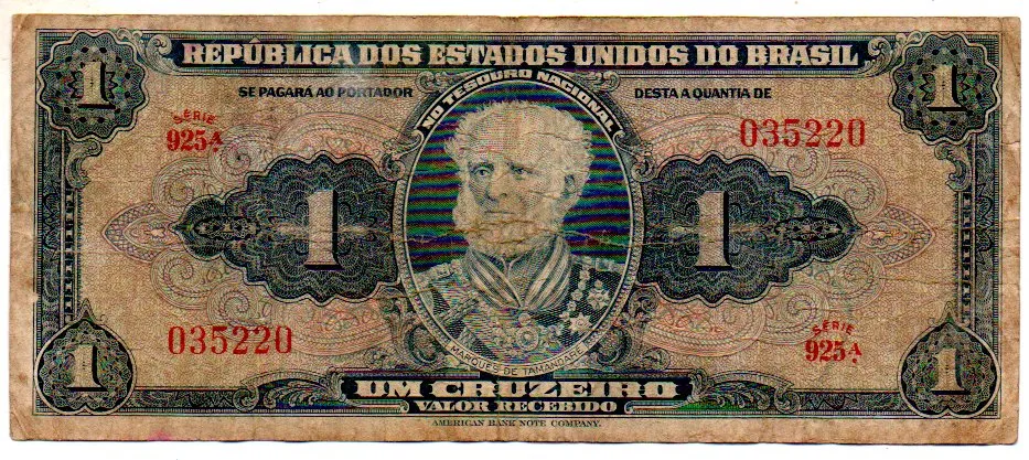 C009 - 1 Cruzeiro - 1° Estampa - Série 925 - Autografada / Assinada a Mão - Marquês de Tamandaré - Data: 1944 - R Imagem