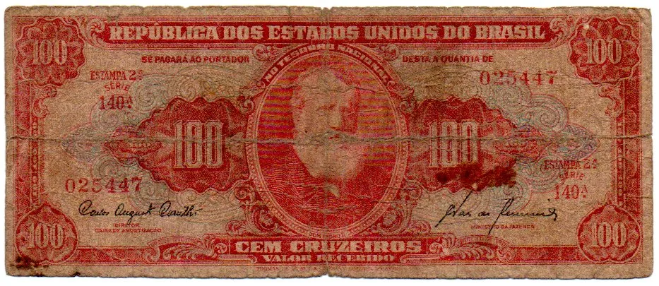 C095 - 100 Cruzeiros - 2° Estampa - Série 140 - Dom Pedro II - Data: 1960 - UTG