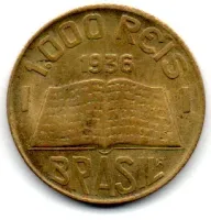 1936 - 1000 Réis - Anticheta - Moeda Brasil - MBC/Sob