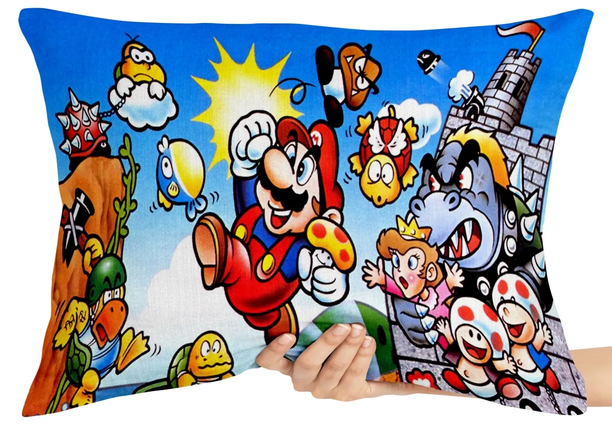 Almofada Gigante para sofá puff sala Super Mário Bros antigo
