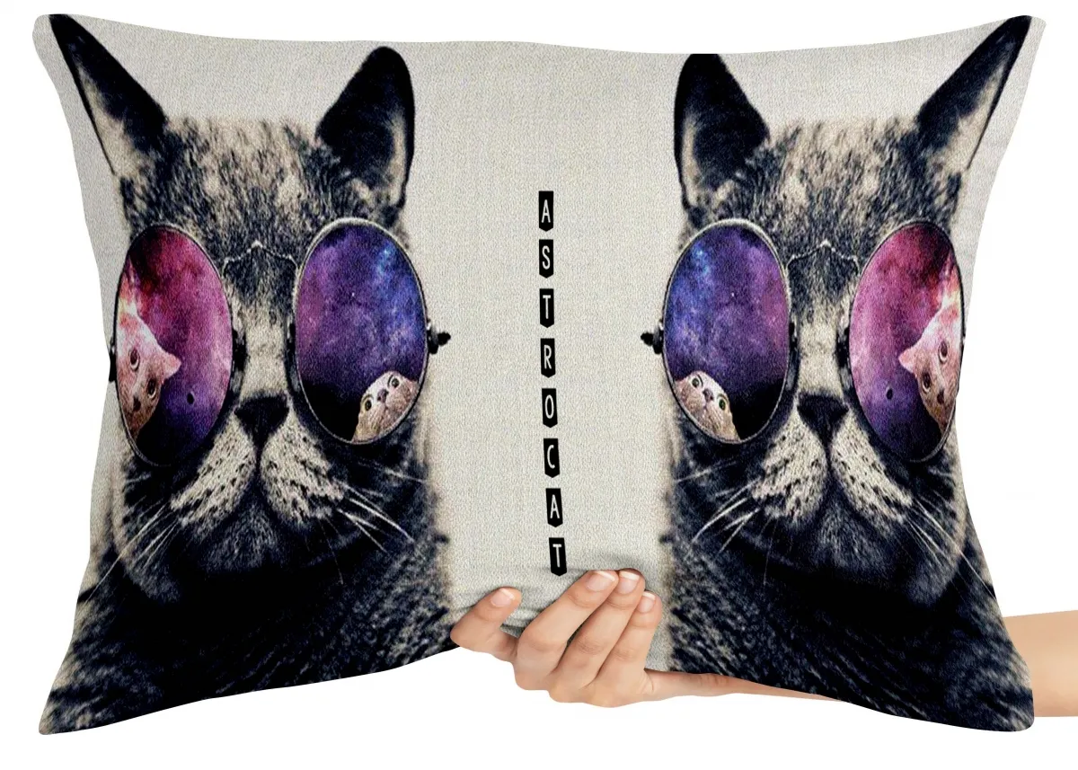 Almofada Gigante para sofá puff sala Astrocat gato cat óculos felino Imagem