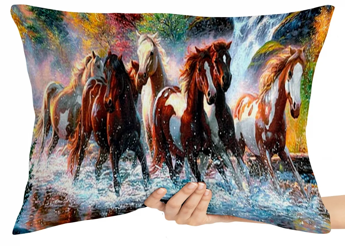 Almofada Gigante para sofá puff sala cavalo raças rio lago
