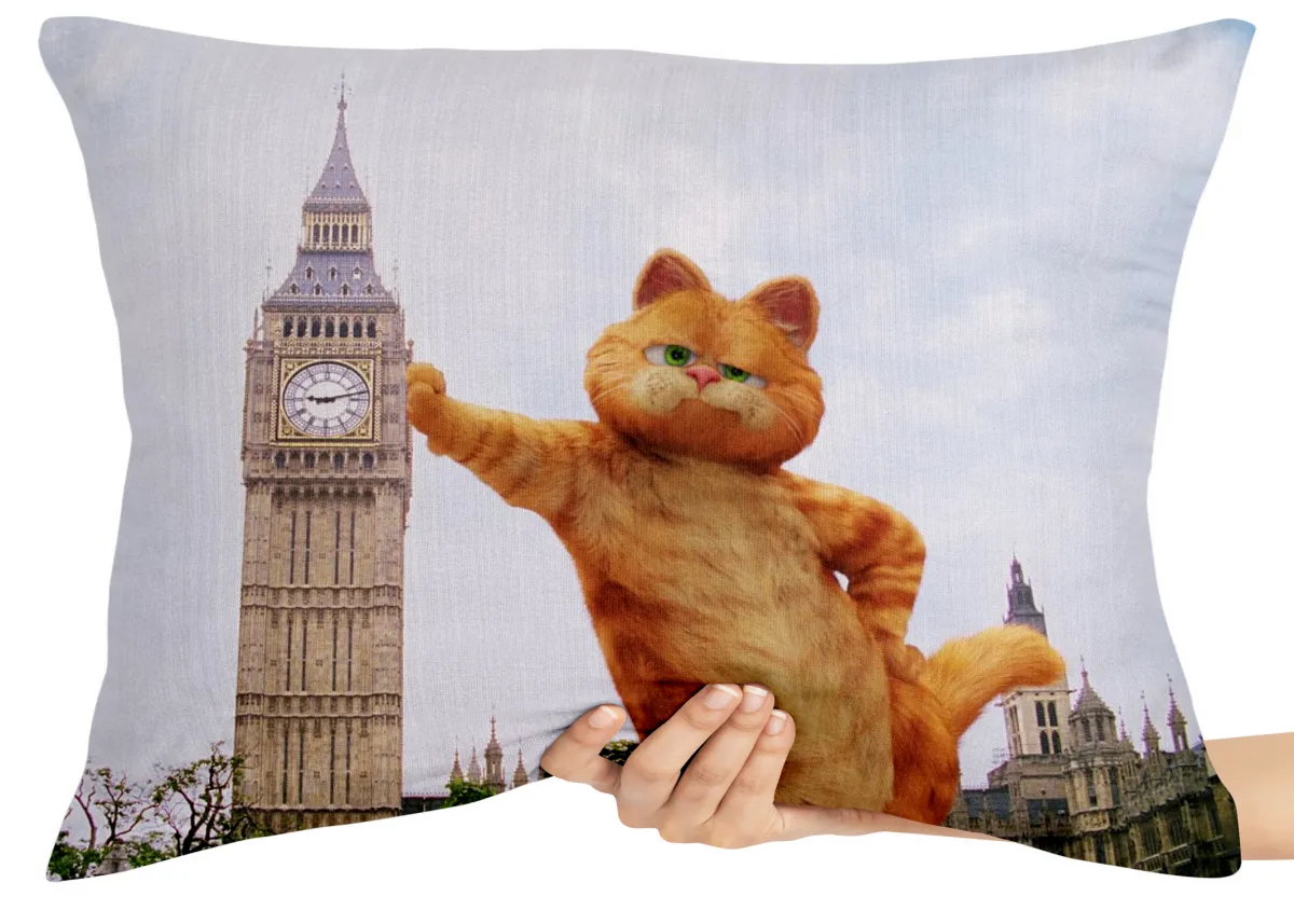 Almofada Gigante para sofá puff sala Garfield relógio gato felino Imagem