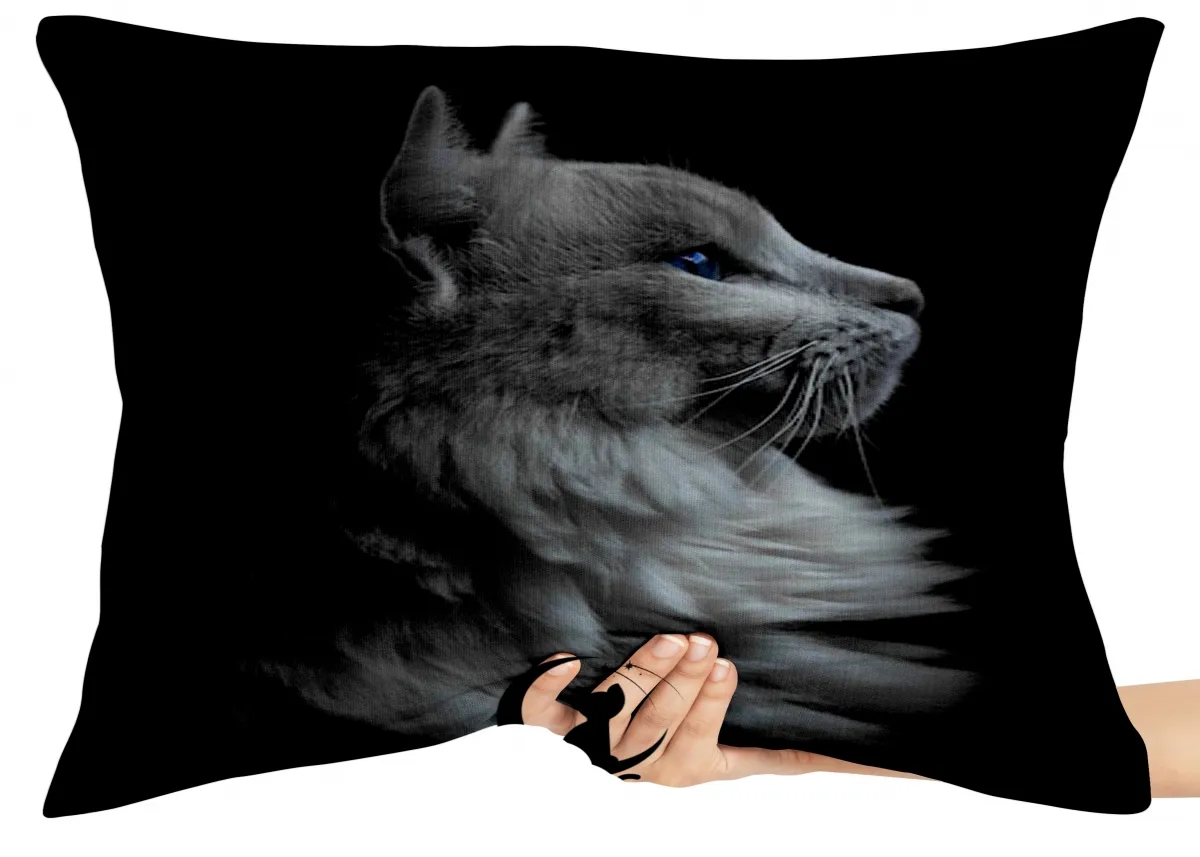 Almofada Gigante para sofá puff sala Gato branco olhando
