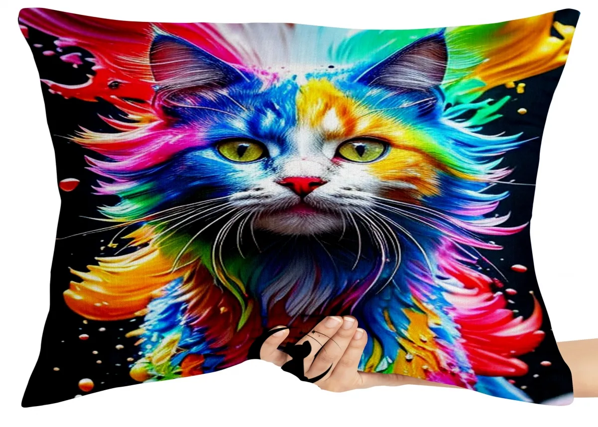 Almofada Gigante para sofá puff sala Gato colorido