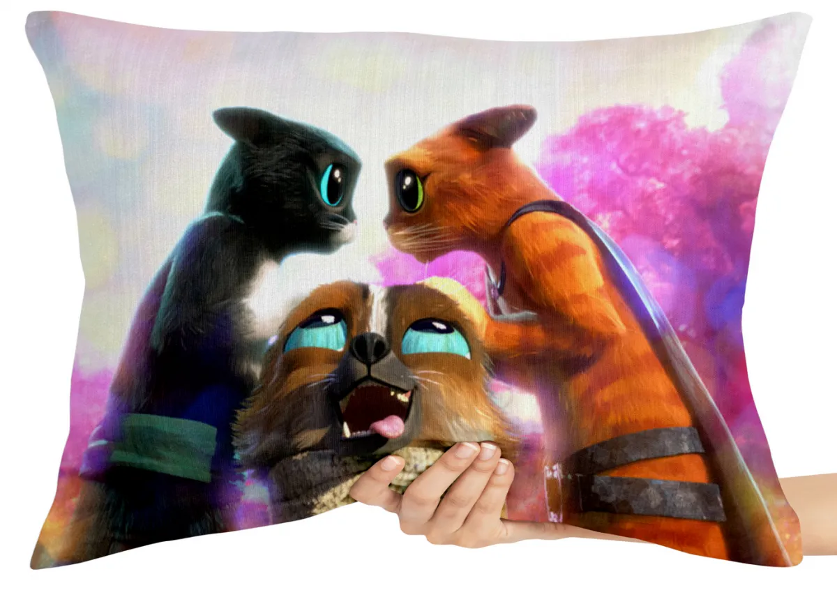 Almofada Gigante para sofá puff sala Gato Botas Kitty Perrito Imagem