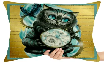 Almofada Gigante para sofá puff sala Gato de Cheshire relógio