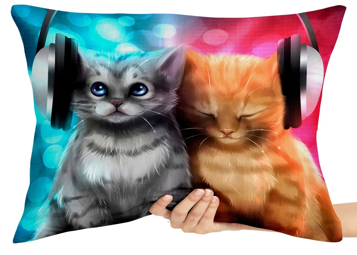 Almofada Gigante para sofá puff sala Gato gatinho fone ouvido