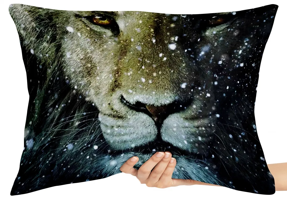 Almofada Gigante para sofá puff sala Leão Nárnia gato felino Imagem