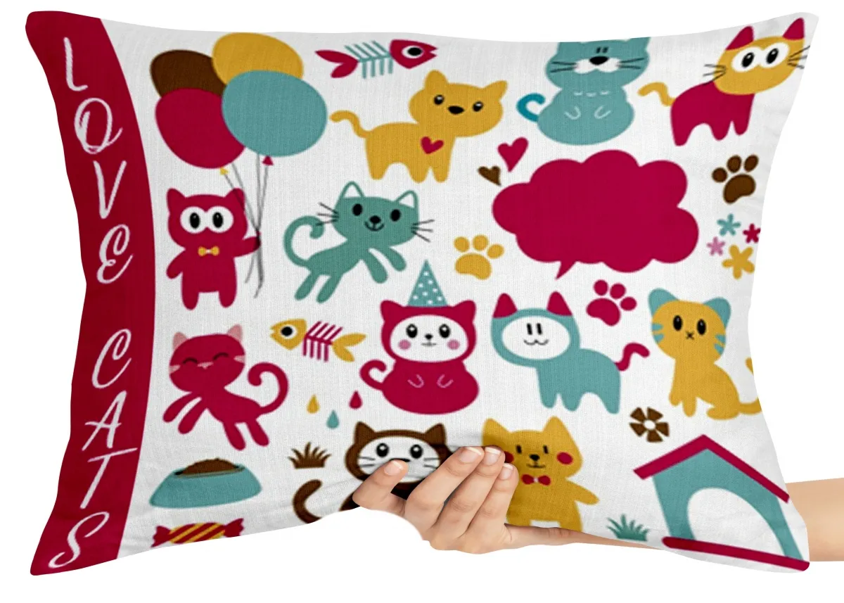 Almofada Gigante para sofá puff sala Love Cats gato gatinho color