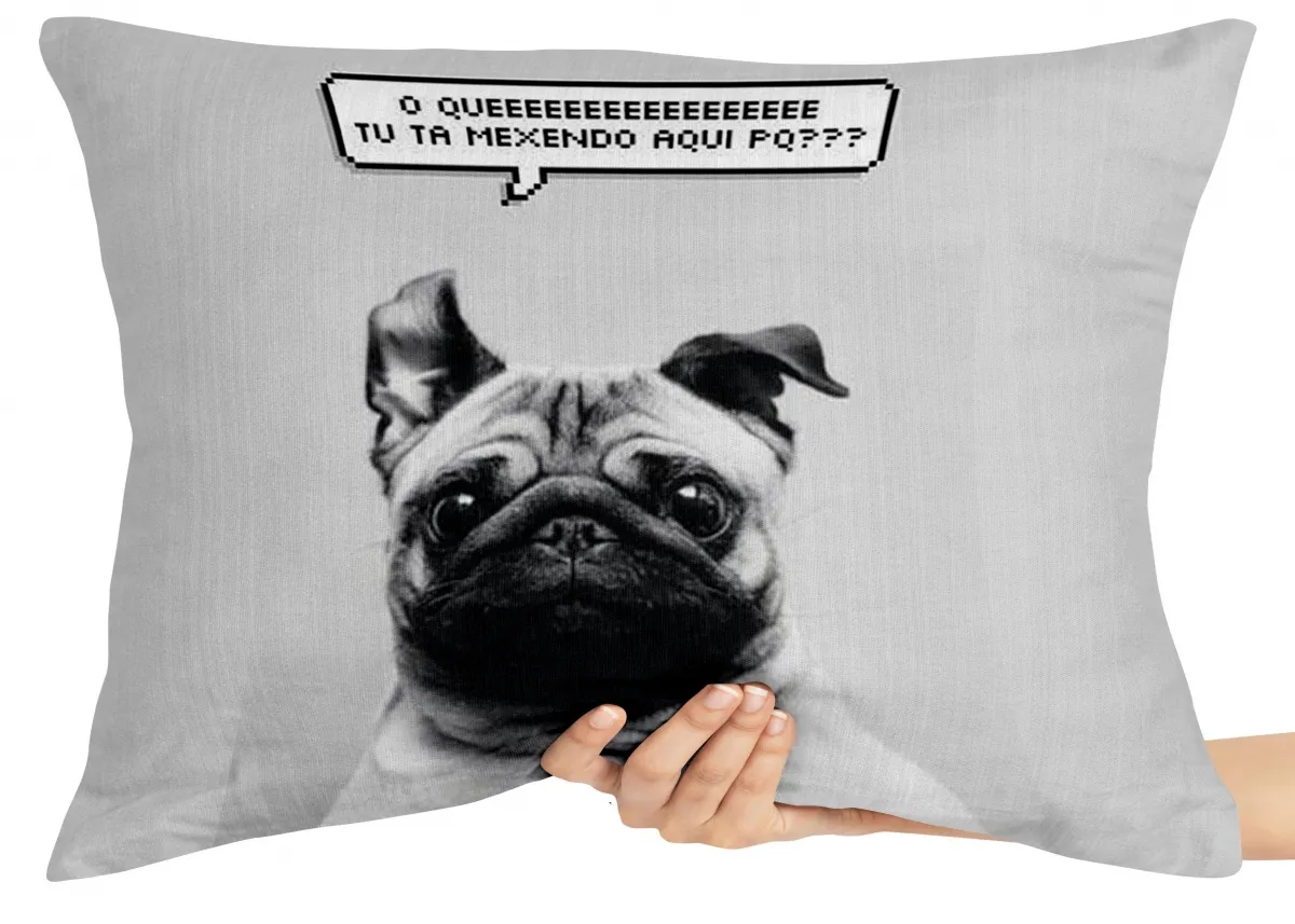 Almofada Gigante para sofá puff sala Pug tá mexendo Imagem