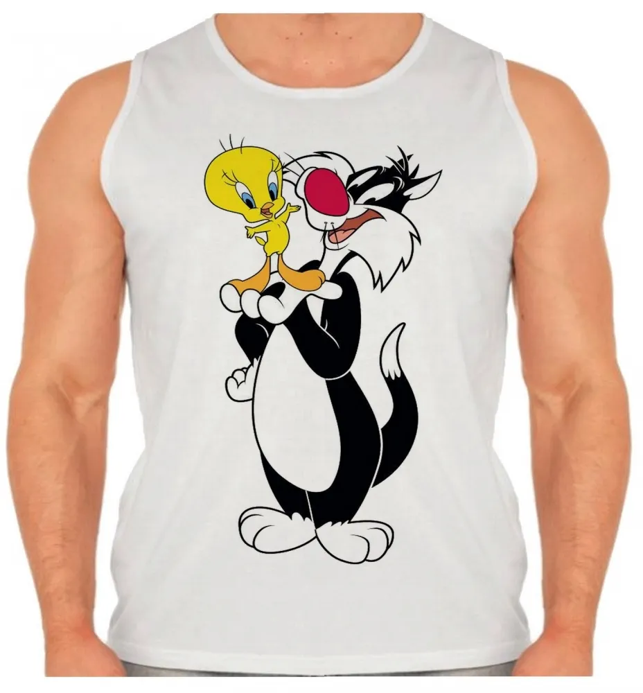 Camiseta Regata adulto ou infantil Gato frajo e Piu piu amigos Imagem