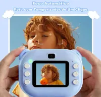Genérico Câmera Infantil Multifuncional, 20MP 1080P HD, 200 dpi, MP3, Jogos, Zoom 16X, Time Lapse, Recarregável, com Papel de Impressão Azul - Foto 2