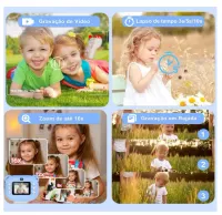 Genérico Câmera Infantil Multifuncional, 20MP 1080P HD, 200 dpi, MP3, Jogos, Zoom 16X, Time Lapse, Recarregável, com Papel de Impressão Azul - Foto 4
