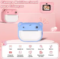 Genérico Câmera Infantil Multifuncional, 20MP 1080P HD, 200 dpi, MP3, Jogos, Zoom 16X, Time Lapse, Recarregável, com Papel de Impressão Azul - Foto 6