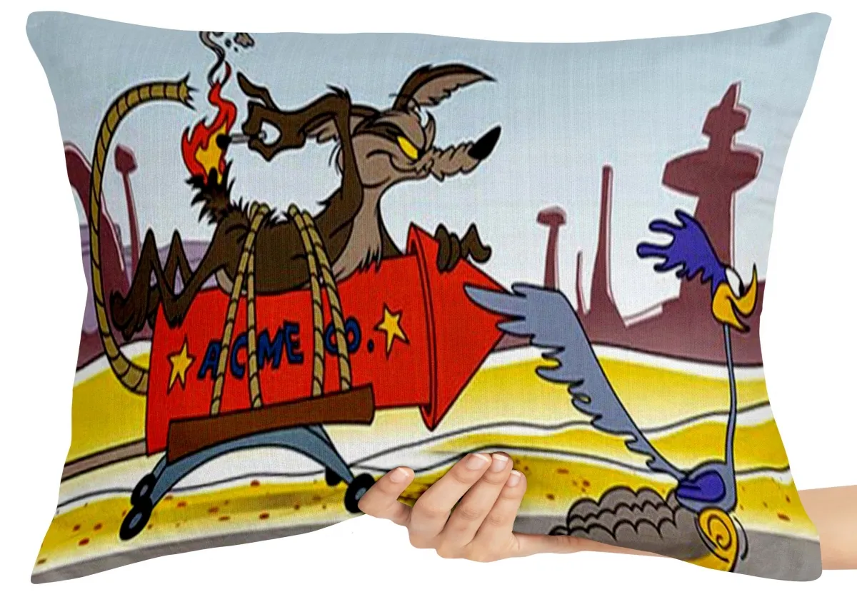 Almofada Gigante para sofá puff sala Coiote e Papaléguas foguete Imagem