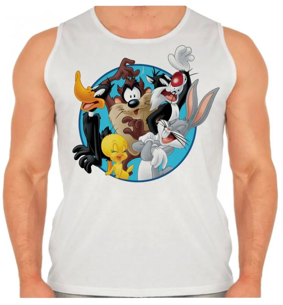 Camiseta Regata adulto ou infantil Perna longa frajola taz mania patolino piu piu Imagem
