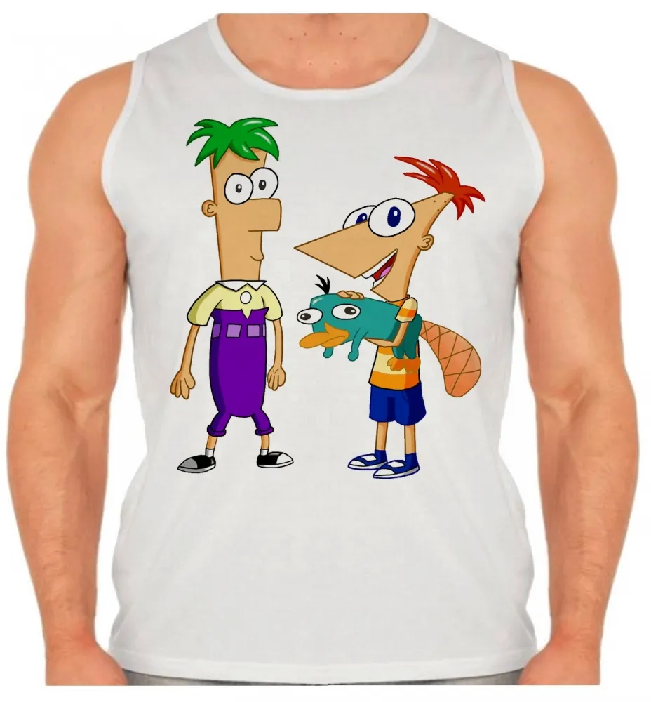 Camiseta Regata adulto ou infantil Phineas e Feb desenho antigo Imagem
