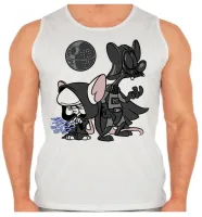 Camiseta Regata adulto ou infantil Pink cerebro darth vader mestre - Foto 2