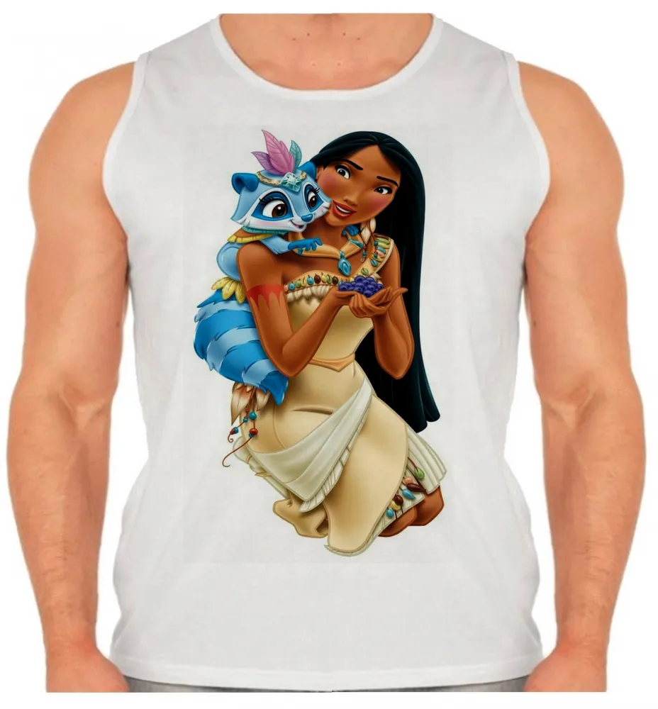 Camiseta Regata adulto ou infantil Pocahontas princesa disney