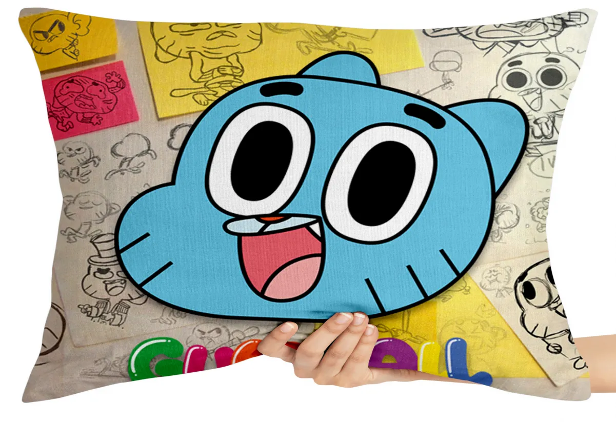Almofada Gigante para sofá puff sala Gumball rosto desenho Imagem