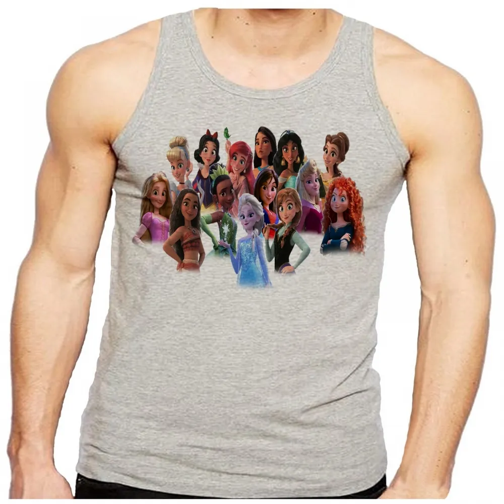 Camiseta Regata adulto ou infantil princesas disney rapunzel frozen branca neve anna mulan moana jasmine bela adormecida Cinderela Aurora Ariel Bela, Pocahontas Tiana Mérida Imagem