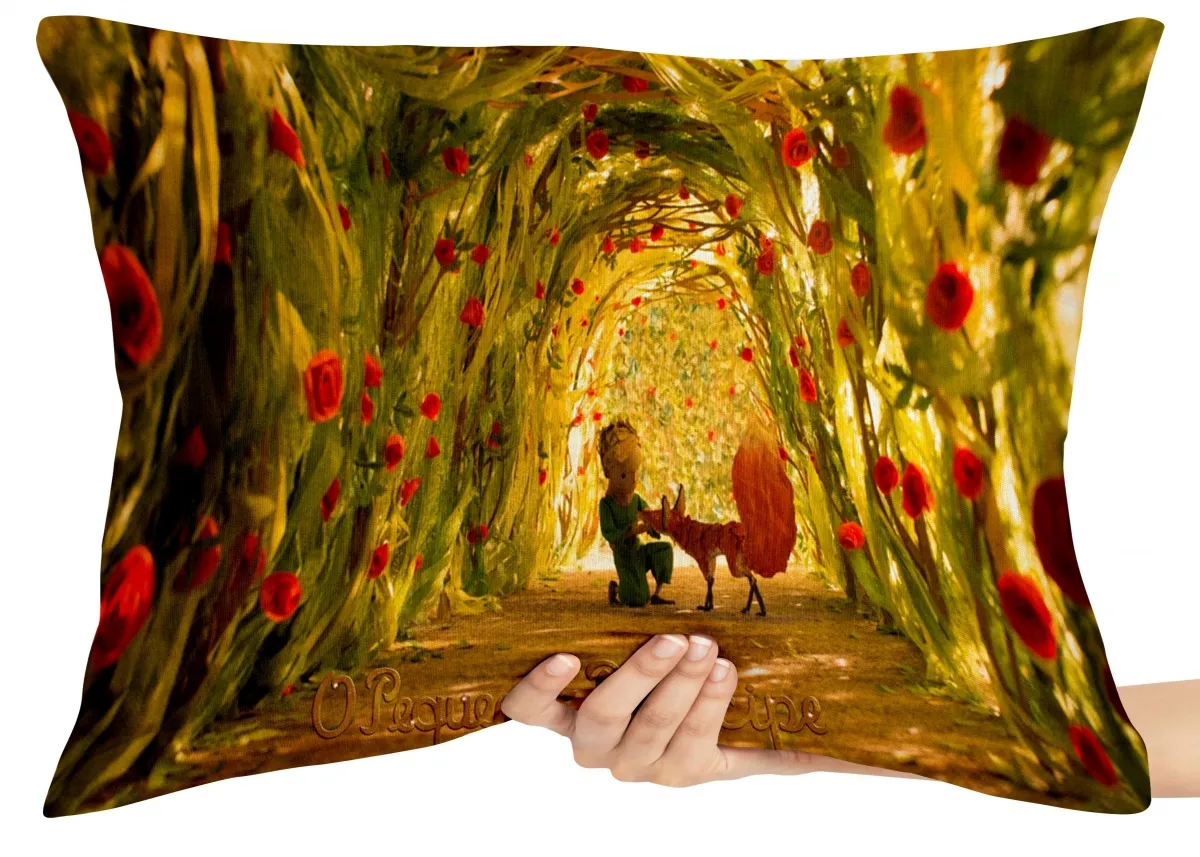 Almofada Gigante para sofá puff sala pequeno príncipe raposa rosas