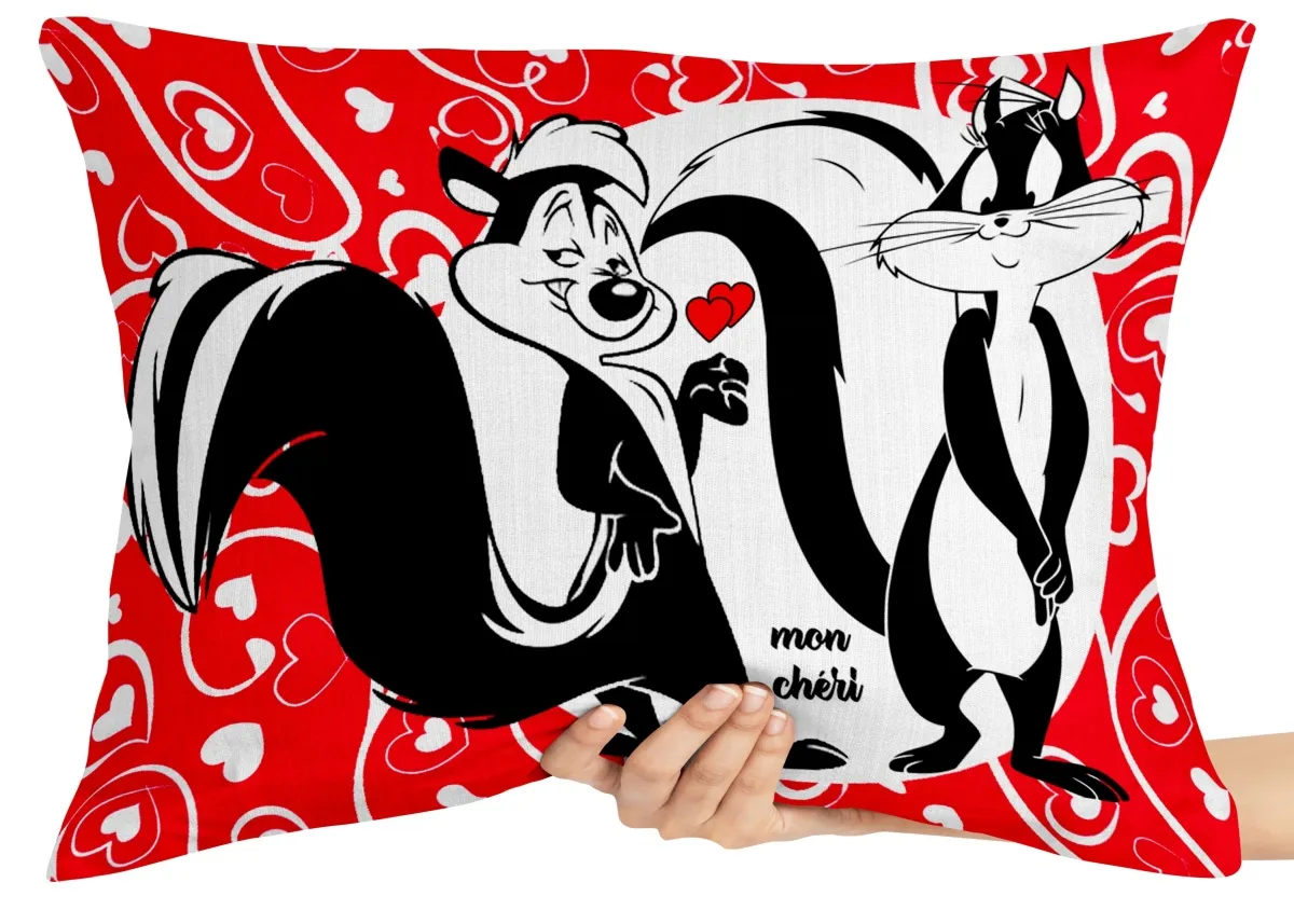 Almofada Gigante para sofá puff sala Pepe le pew gata gamba Imagem