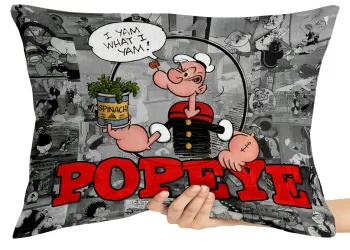 Almofada Gigante para sofá puff sala Popeye espinafre cinza