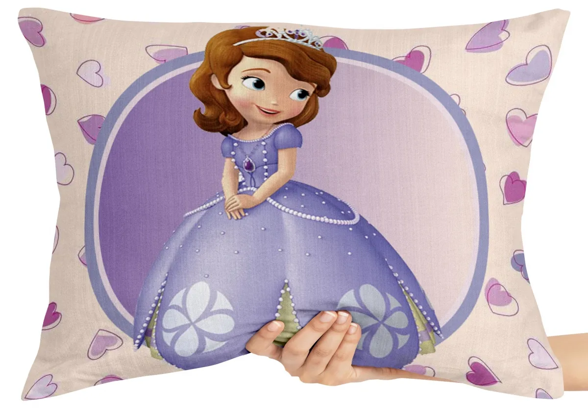 Almofada Gigante para sofá puff sala Princesa Sofia corações Imagem