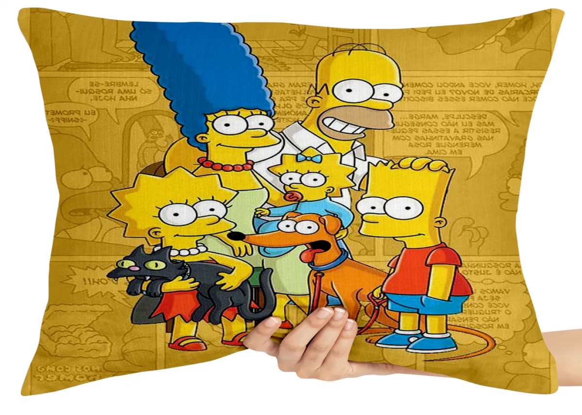 Almofada Gigante para sofá puff sala The Simpsons amarelo jornal Imagem