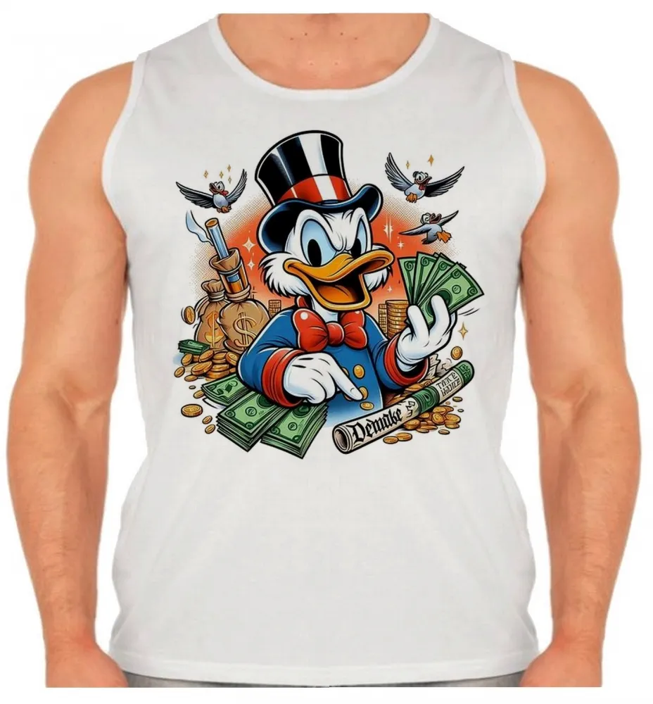 Camiseta Regata adulto ou infantil Tio patinhas dolar ouro rico