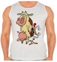 Camiseta Regata adulto ou infantil Vaca eo frango desenho antigo - Foto 2