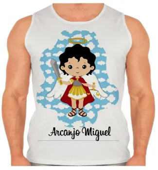 Camiseta Regata adulto ou infantil Arcanjo Miguel Jesus Cristo