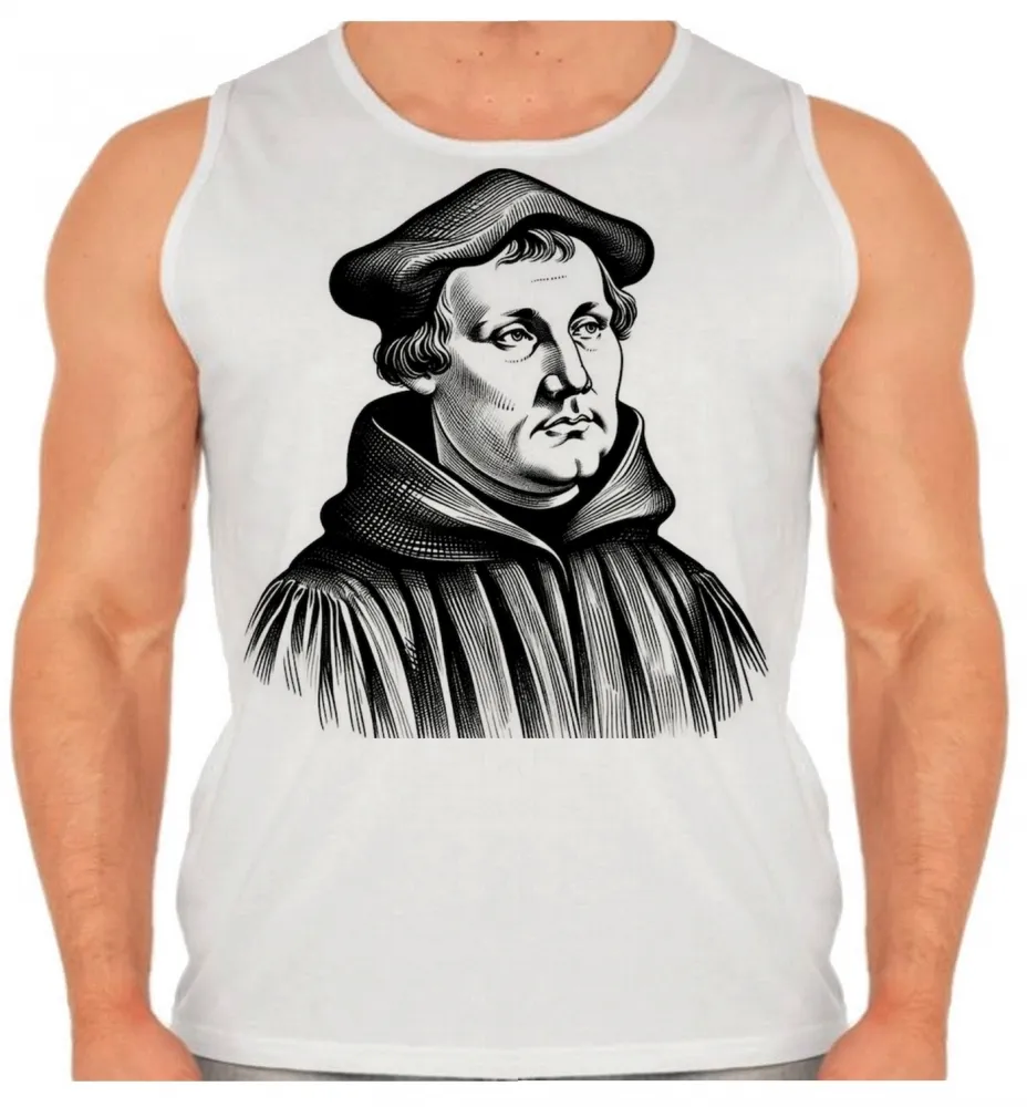 Camiseta Regata adulto ou infantil Martin Lutero igreja Evangelica Protestante Imagem